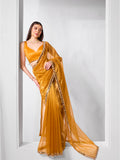 Mirror Work Lace Organza Saree With Blouse Piece Mirror Work Lace Organza Saree With Blouse Piece