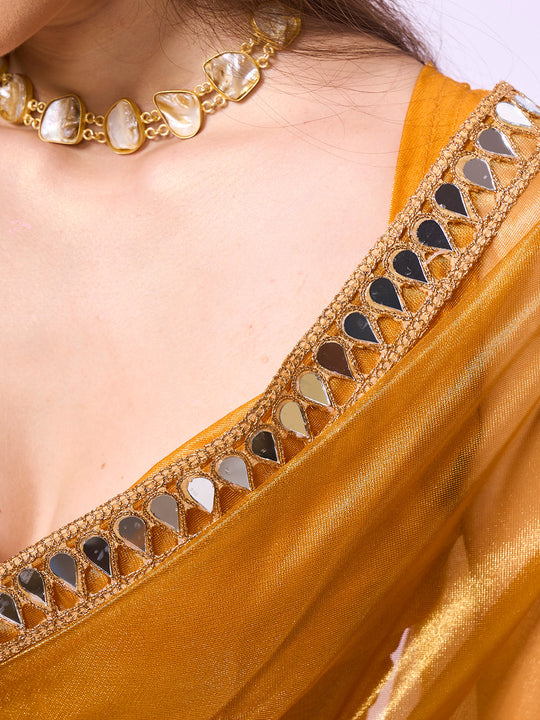 Mirror Work Lace Organza Saree With Blouse Piece Mirror Work Lace Organza Saree With Blouse Piece