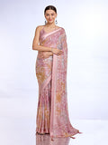 Light Pink Georgette Saree With Blouse Piece Light Pink Georgette Saree With Blouse Piece