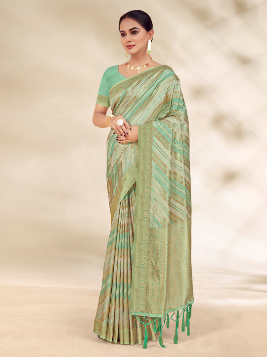 Green Cotton Thread Work Saree With Blouse Piece Green Cotton Thread Work Saree With Blouse Piece