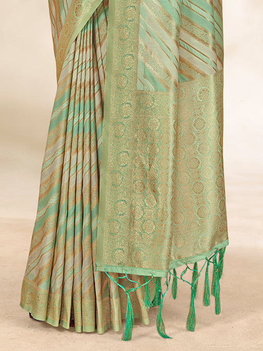 Green Cotton Thread Work Saree With Blouse Piece Green Cotton Thread Work Saree With Blouse Piece