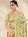 Light Green Cotton Thread Work Saree With Blouse Piece Light Green Cotton Thread Work Saree With Blouse Piece