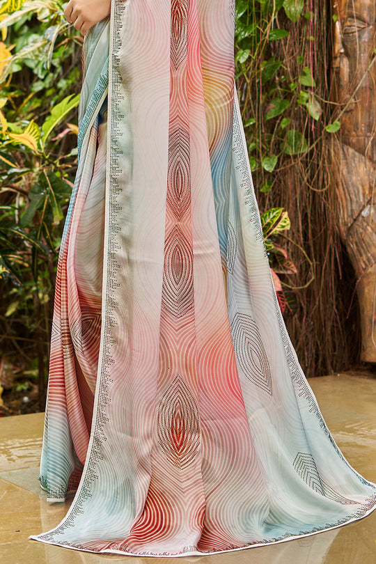 Multicolor Satin Saree Multicolor Satin Saree