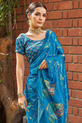 Cyan Blue Satin Saree Cyan Blue Satin Saree