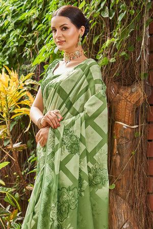 Sage Green Satin Saree