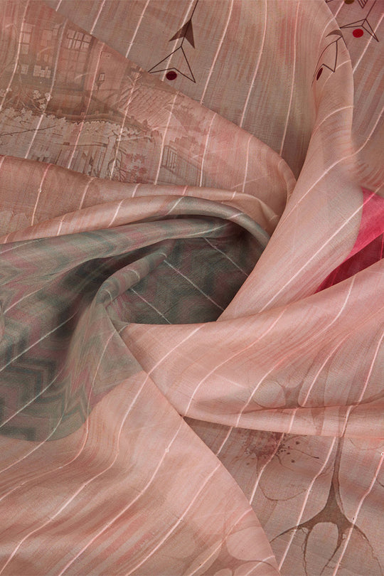 Peach Organza Saree With Blouse Piece Peach Organza Saree With Blouse Piece
