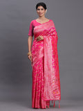 Pink Banarasi Silk Saree With Blouse Piece Pink Banarasi Silk Saree With Blouse Piece