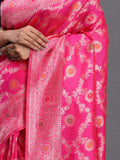 Pink Banarasi Silk Saree With Blouse Piece Pink Banarasi Silk Saree With Blouse Piece