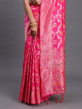 Pink Banarasi Silk Saree With Blouse Piece Pink Banarasi Silk Saree With Blouse Piece