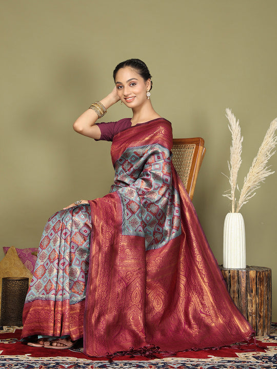 Teal Lichi Silk Saree With Blouse Piece Teal Lichi Silk Saree With Blouse Piece