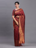 Maroon Silk Saree With Blouse Piece Maroon Silk Saree With Blouse Piece