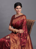 Maroon Silk Saree With Blouse Piece Maroon Silk Saree With Blouse Piece