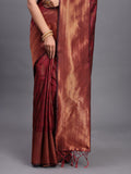 Maroon Silk Saree With Blouse Piece Maroon Silk Saree With Blouse Piece