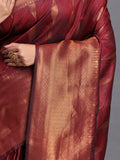 Maroon Silk Saree With Blouse Piece Maroon Silk Saree With Blouse Piece