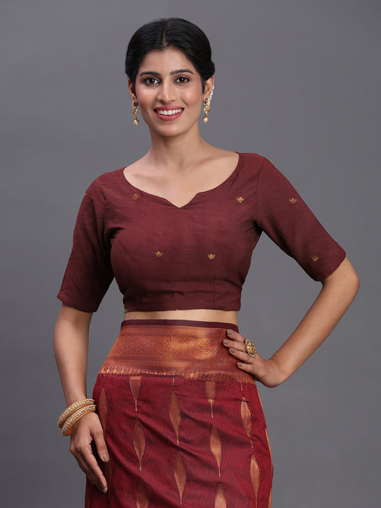 Maroon Silk Saree With Blouse Piece Maroon Silk Saree With Blouse Piece