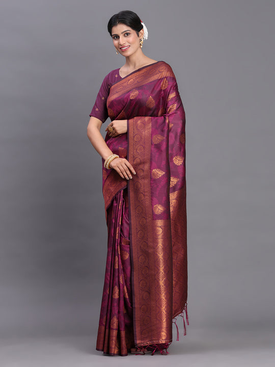 Purple Silk Saree With Blouse Piece Purple Silk Saree With Blouse Piece