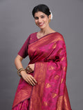 Pink Silk Saree With Blouse Piece Pink Silk Saree With Blouse Piece