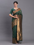 Dark Green Silk Saree With Blouse Piece Dark Green Silk Saree With Blouse Piece