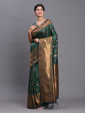 Dark Green Silk Saree With Blouse Piece Dark Green Silk Saree With Blouse Piece