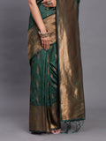 Dark Green Silk Saree With Blouse Piece Dark Green Silk Saree With Blouse Piece