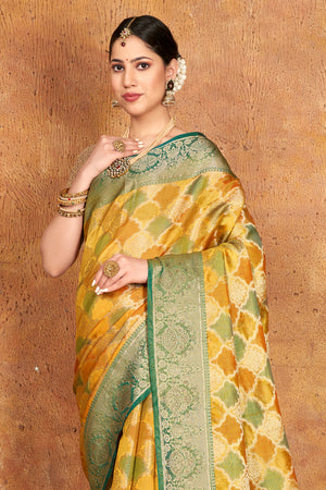 Marigold Yellow Organza Saree