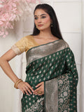 Green Lichi Silk Saree With Blouse Piece Green Lichi Silk Saree With Blouse Piece