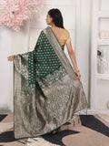 Green Lichi Silk Saree With Blouse Piece Green Lichi Silk Saree With Blouse Piece