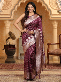 Purple Banarasi Silk Saree With Blouse Piece Purple Banarasi Silk Saree With Blouse Piece