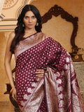 Purple Banarasi Silk Saree With Blouse Piece Purple Banarasi Silk Saree With Blouse Piece