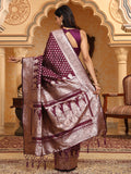 Purple Banarasi Silk Saree With Blouse Piece Purple Banarasi Silk Saree With Blouse Piece