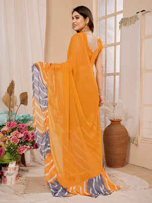 Orange Georgette Saree With Blouse Piece