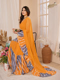 Orange Georgette Saree With Blouse Piece Orange Georgette Saree With Blouse Piece