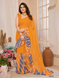 Orange Georgette Saree With Blouse Piece Orange Georgette Saree With Blouse Piece