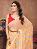 Yellow Georgette Saree With Blouse Piece Yellow Georgette Saree With Blouse Piece
