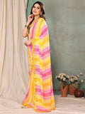 Lemon Georgette Saree With Blouse Piece Lemon Georgette Saree With Blouse Piece