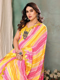 Lemon Georgette Saree With Blouse Piece Lemon Georgette Saree With Blouse Piece