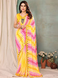 Lemon Georgette Saree With Blouse Piece Lemon Georgette Saree With Blouse Piece