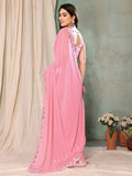 Pink Georgette Saree With Blouse Piece Pink Georgette Saree With Blouse Piece