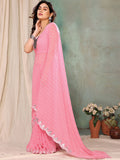 Pink Georgette Saree With Blouse Piece Pink Georgette Saree With Blouse Piece