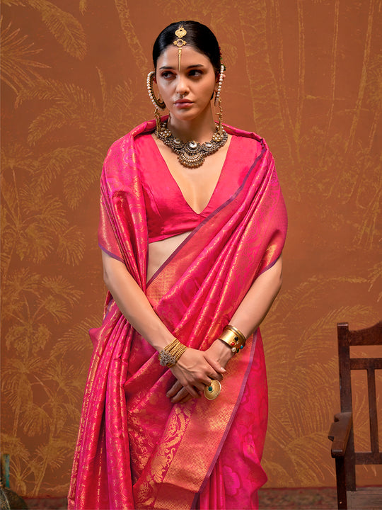 Orange Handloom Weaving Silk Saree With Blouse Piece Orange Handloom Weaving Silk Saree With Blouse Piece