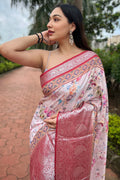 Cream Tusser Silk Saree with Cream Blouse Piece Cream Tusser Silk Saree with Cream Blouse Piece
