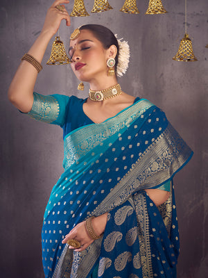Georgette Banarasi Silk Saree With Blouse Piece