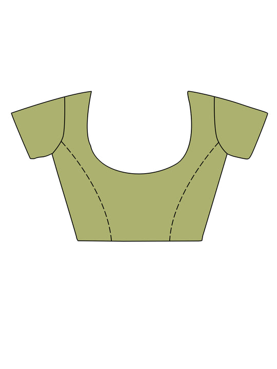 Green Cotton Saree With Blouse Piece Green Cotton Saree With Blouse Piece