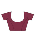 Cream Cotton Saree With Burgundy Blouse Piece Cream Cotton Saree With Burgundy Blouse Piece