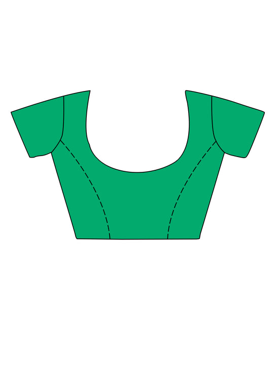 Cream Cotton Saree With Sea Green Blouse Piece Cream Cotton Saree With Sea Green Blouse Piece