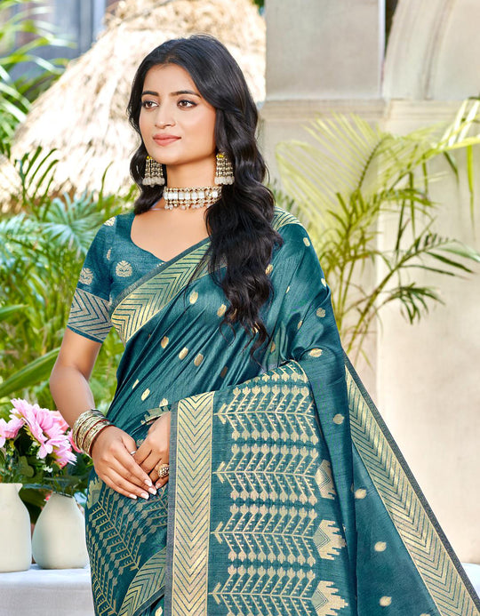 Turquoise Assam silk Sarees With Blouse Piece Turquoise Assam silk Sarees With Blouse Piece