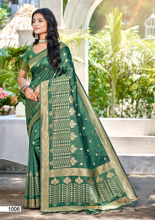 Green Assam silk Sarees With Blouse Piece Green Assam silk Sarees With Blouse Piece
