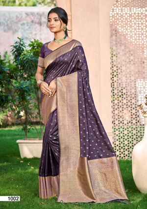 Dark wine Assam silk Sarees With Blouse Piece