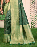 Dark green Assam silk Sarees With Blouse Piece Dark green Assam silk Sarees With Blouse Piece