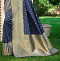 Navy Blue Assam silk Sarees With Blouse Piece Navy Blue Assam silk Sarees With Blouse Piece
